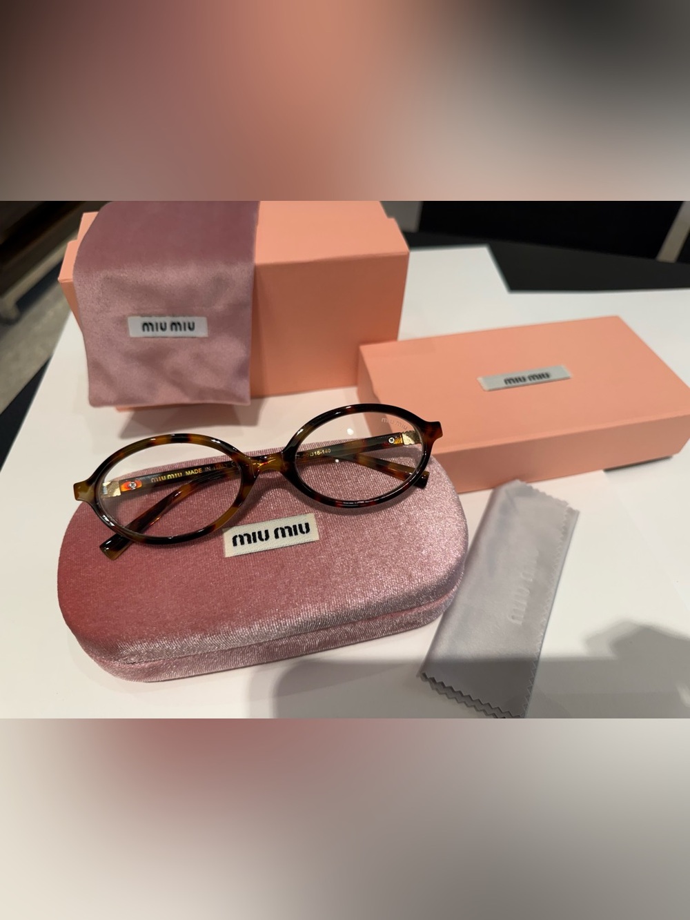 Brand New Miu Miu MU 04ZS Tortoise Oval Glasses – Full Set